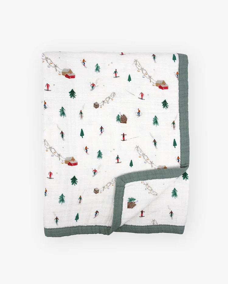 Cotton Muslin Quilted Throw - Powder Party