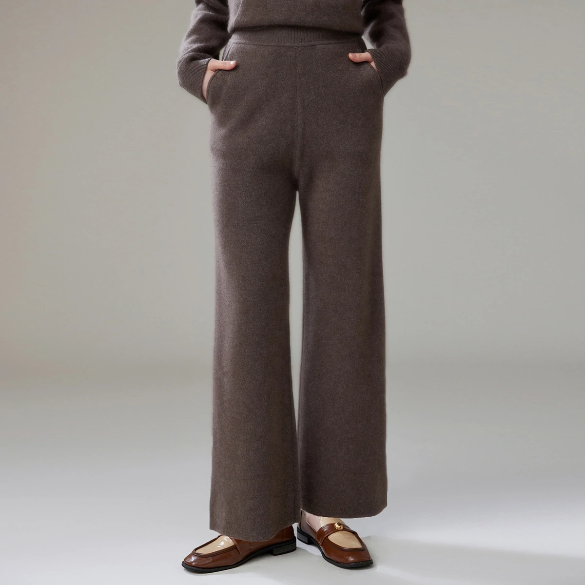 Wide-leg Floor-length Women's Cashmere Pants REAL SILK LIFE