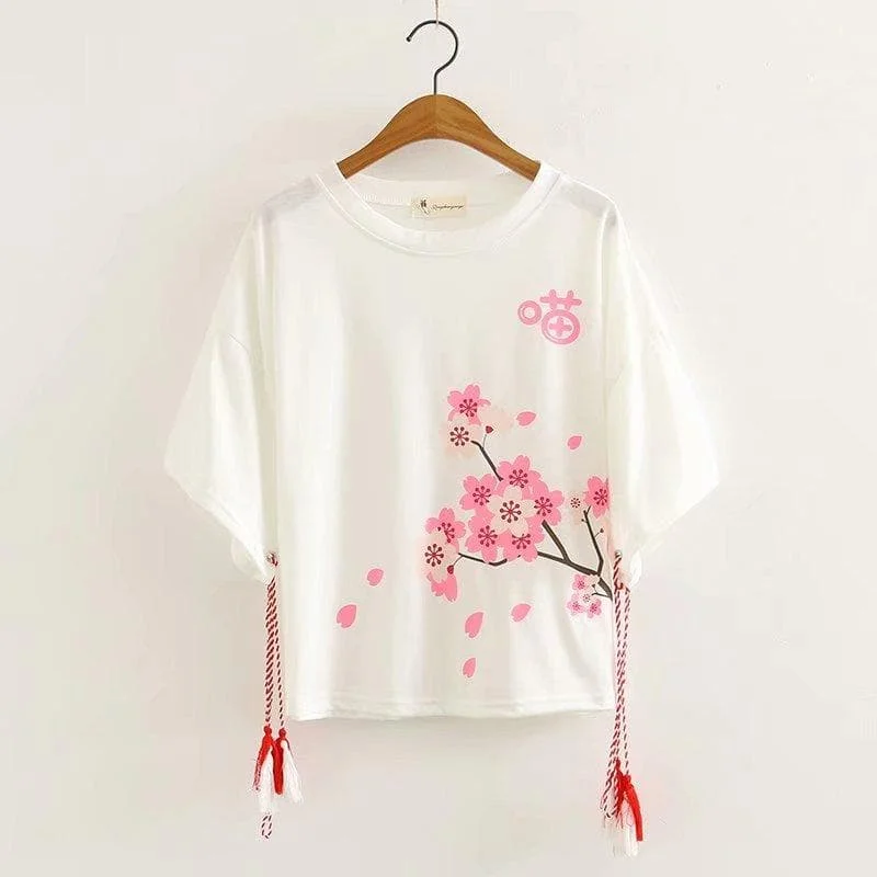 Black/White Kawaii Sakura Tee Shirt SP13704