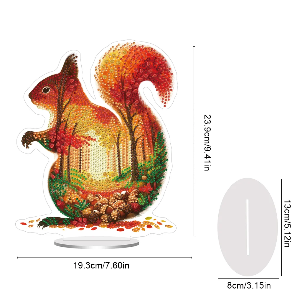 5D DIY Acrylic Squirrel Animal Scenery Silhouette Special Shape Diamond Painting Art Tabletop Decorations