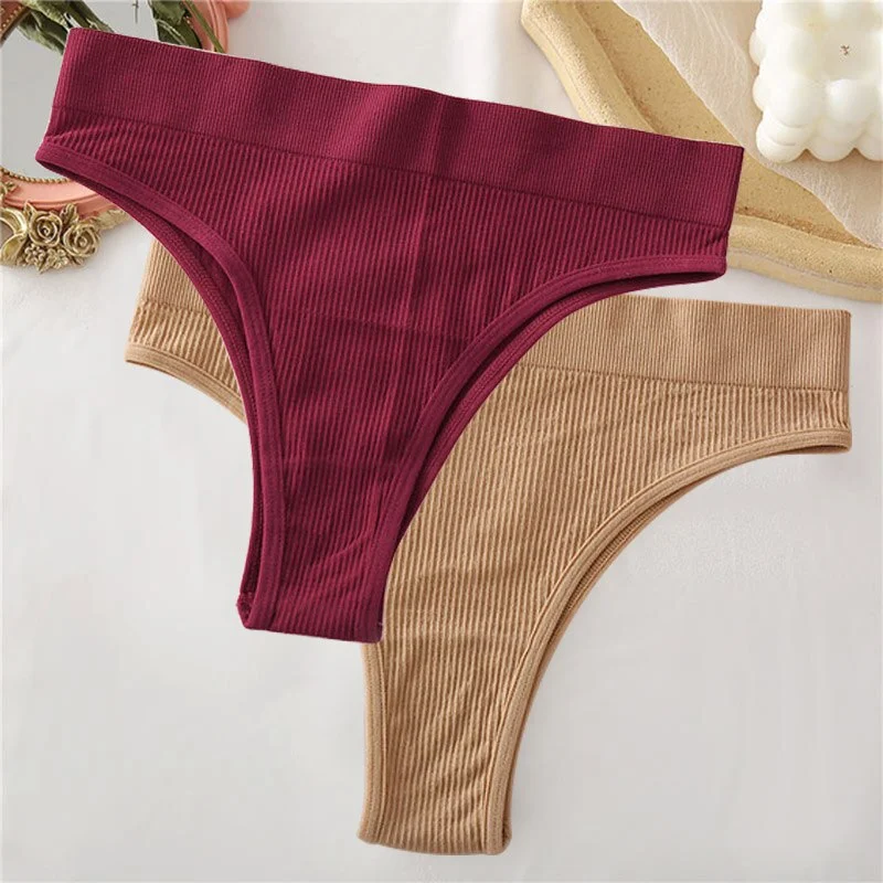 2PCS/Set Sexy Thong Panties Women's Underwear G-String Female Underpants Seamless Briefs Intimates Sexy Lingerie T-Back Pantys