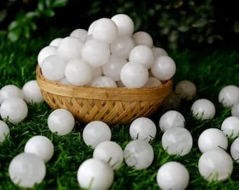 pornhint Pornhint Genuine White Agate Spheres, 1 inch Natural Polished Crystal Balls, Small Raw Stones for Divination, Wholesale Bulk Lot Real Round Gemstones