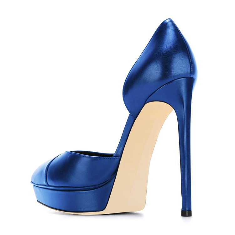 Navy Platform Heels D'orsay Pumps for Women US Size 3-15|FSJshoes