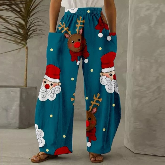 Christmas Elderly Printed Plus Size Casual Pants