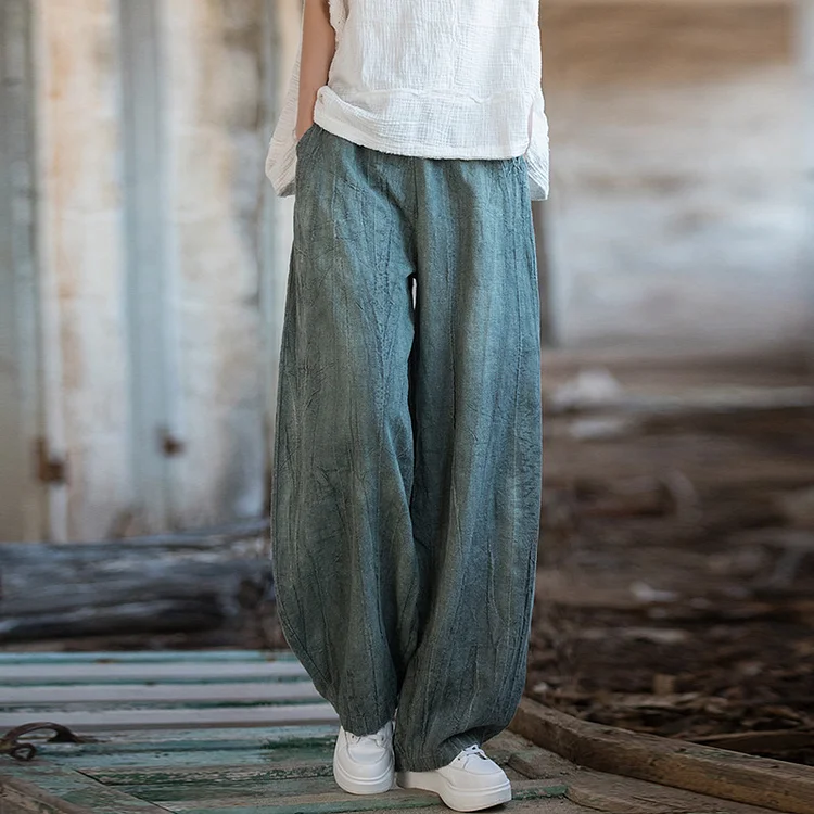 Versatile Cotton Linen High Waist Pants