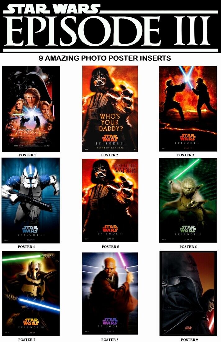 STAR WARS EPISODE 3 - 9 DIFFERENT MOVIE Photo Poster painting POSTERS - HIGH QUALITY INSERTS