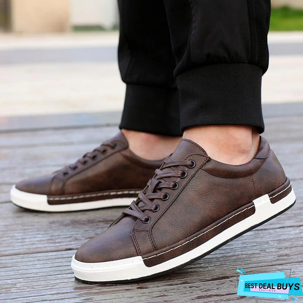 Casual Shoes Men Fashion Vintage Shoes Brown Brand Male Shoes Genuine Leather Men's Leisure Shoes