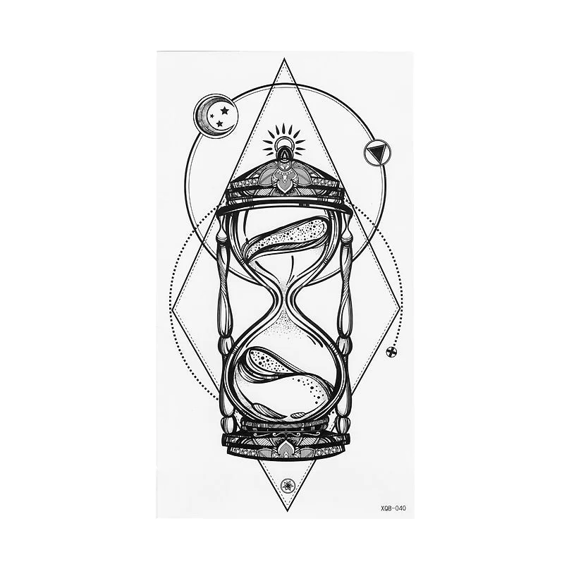 1pcs Time hourglass arms BlacBlack White Large Flower Henna Temporary Tattoo Black Mehndi Style Waterproof Tattoo Sticker