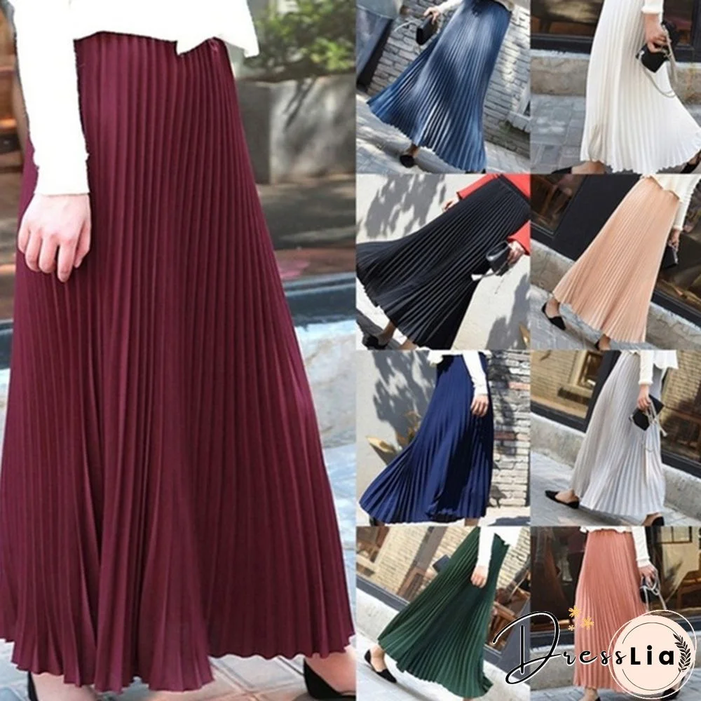 Summer New Fashion Women's Skirt One Size Multicolor Solid Pleated Skirt