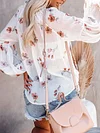 Floral-Print Long Sleeves Casul Blouses Shirt Tops