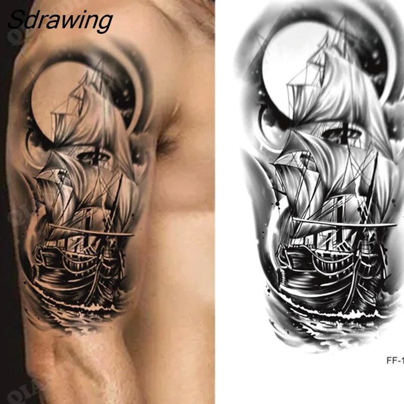 Sdrawing New Waterproof Temporary Tattoo Sticker Lion King Tiger Wolf Forest Mechanical Wild Boat Men Body Art Arm Fake Tatoo Women 328-0