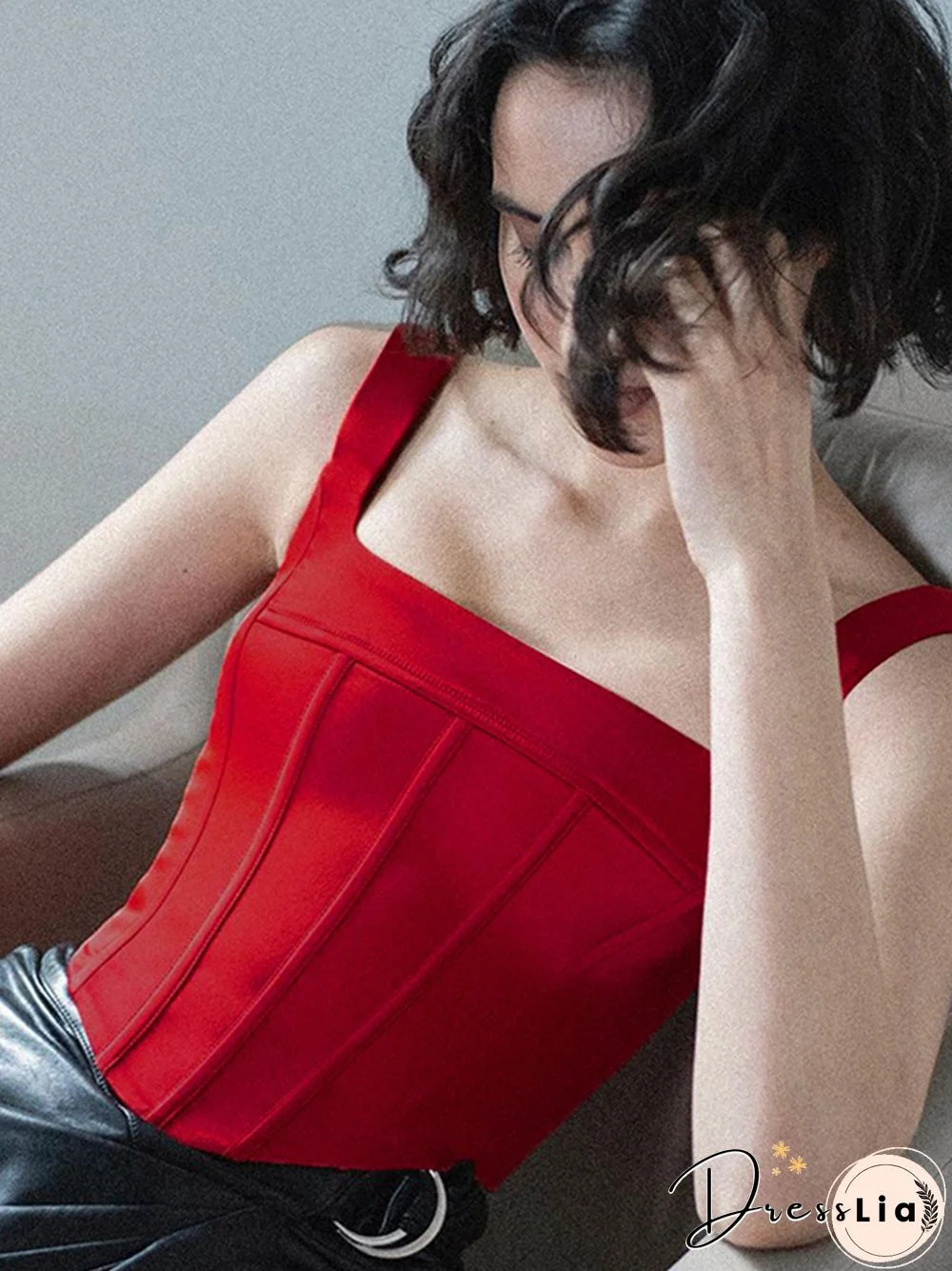 Corset Top Satin Top Y2K Tank Top Square Collar Crop Top Summer Sleeveless Backless Camis Club Sexy Outfits Streetwear Clothes