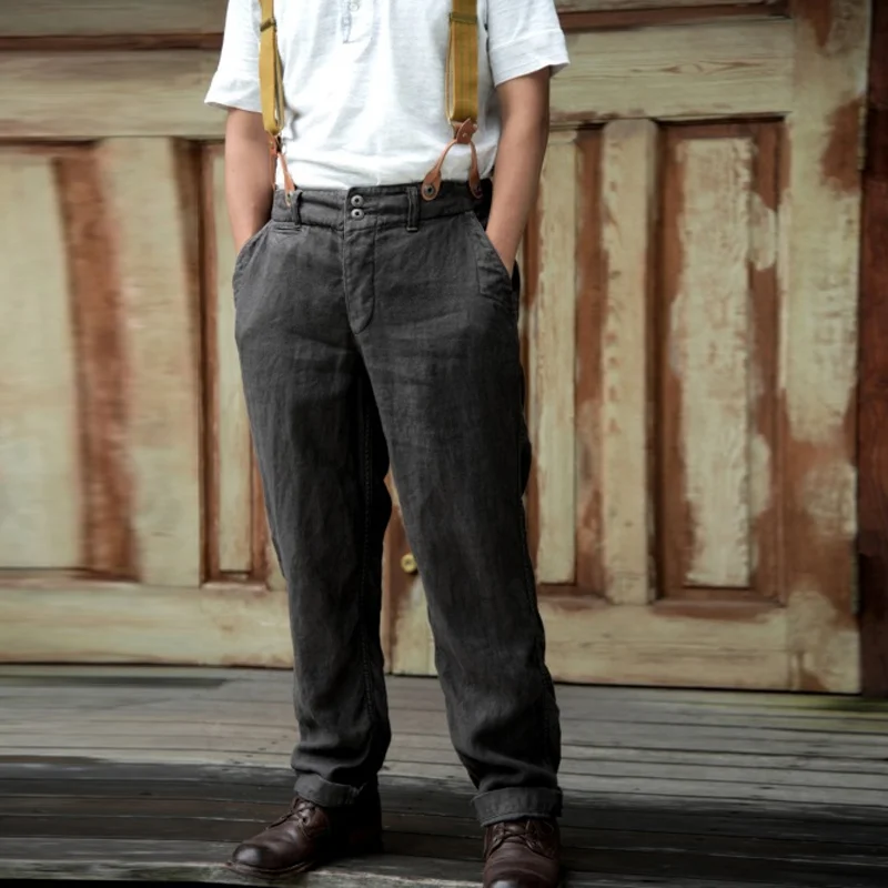 1900~1920s Linen Canvas Cargo Pants