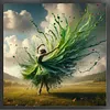 Green Dress Girl-11CT Stamped Cross Stitch 40*40cm tapestrymarket