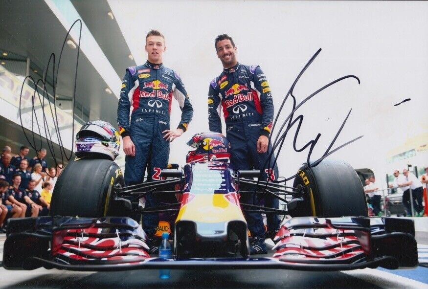 DANIEL RICCIARDO AND DANIIL KVYAT HAND SIGNED 12X8 Photo Poster painting RED BULL F1 AUTOGRAPH