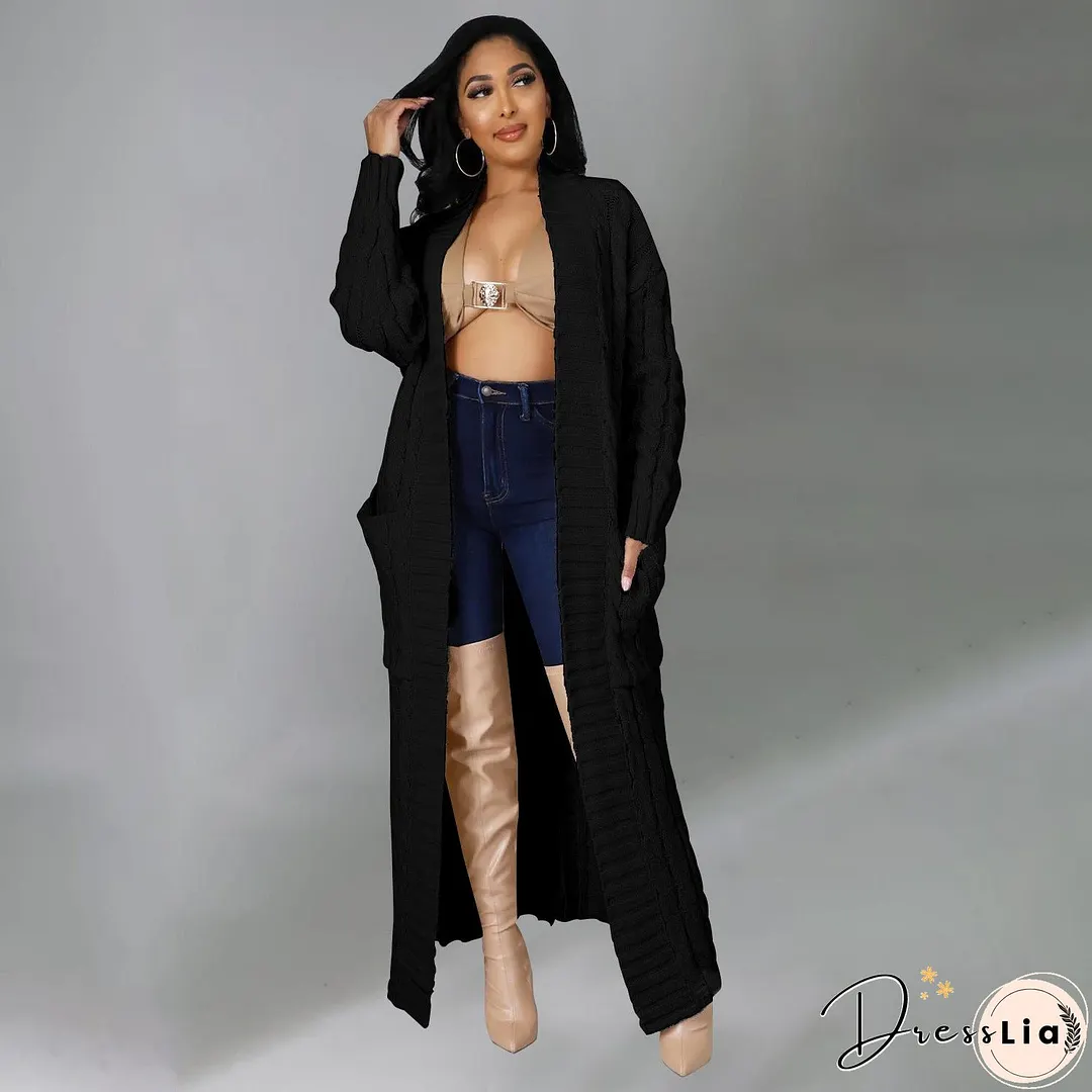 Women's Fashion Casual Long-sleeved Long Solid Color Sweaters