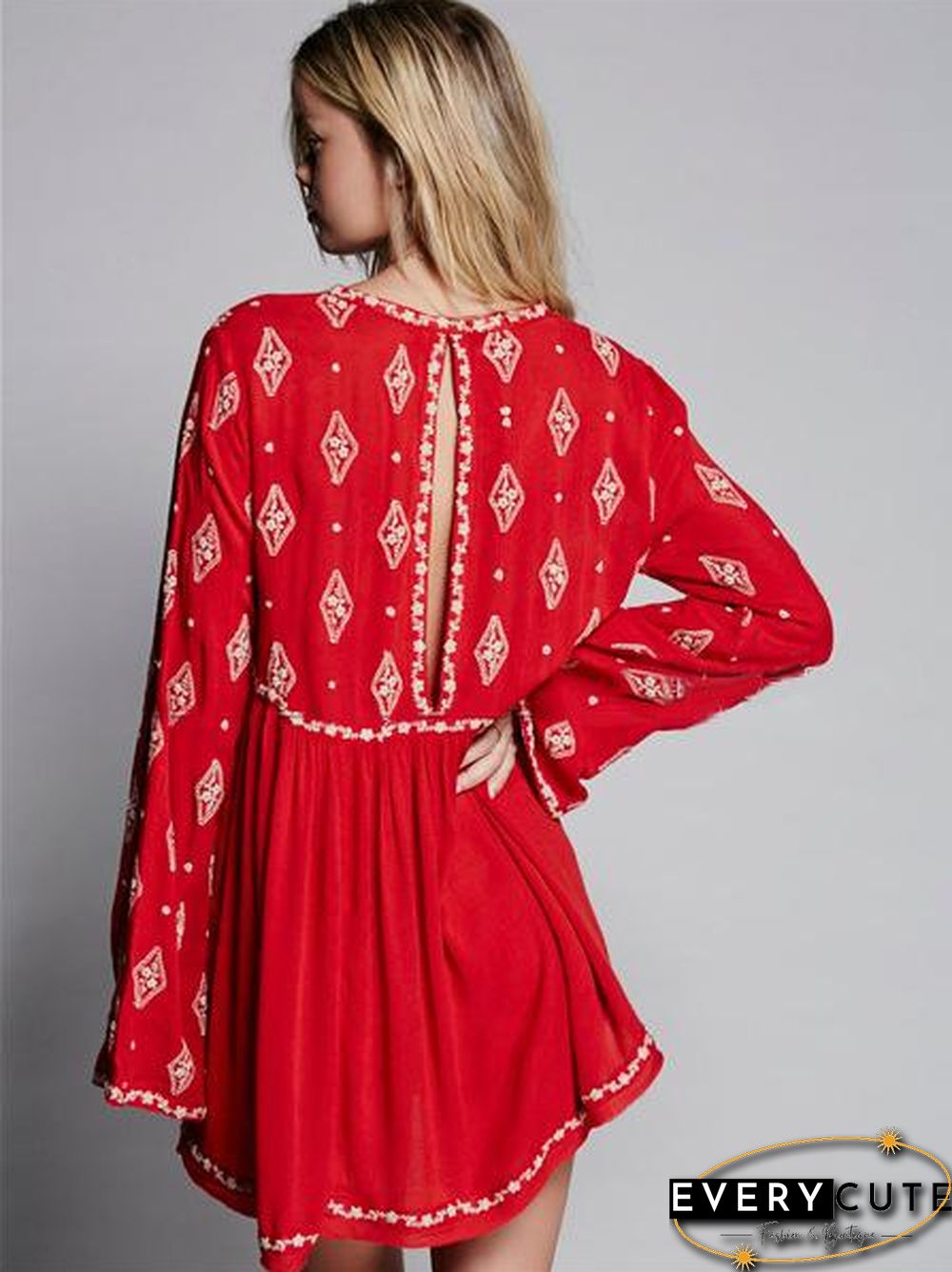 Deep V Neck Floral Printed Loose Shirt