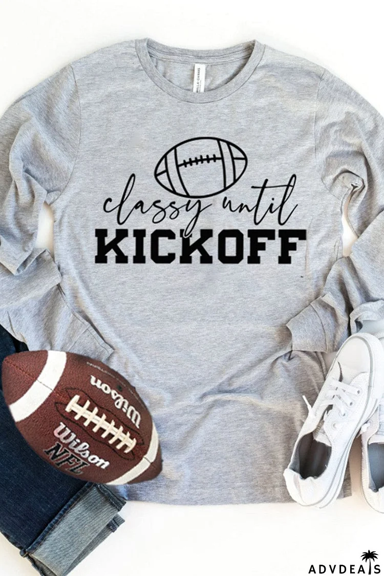 KICKOFF Rugby Letter Print Long Sleeve Top