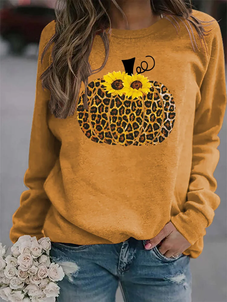 Leopard pumpkin print sweatshirt