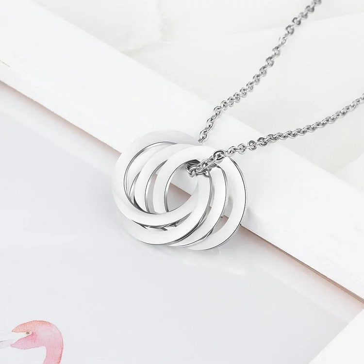 Interlocking Necklace Engraved 4 Names Personalized Circle Name Necklace Custom Gift For Mother