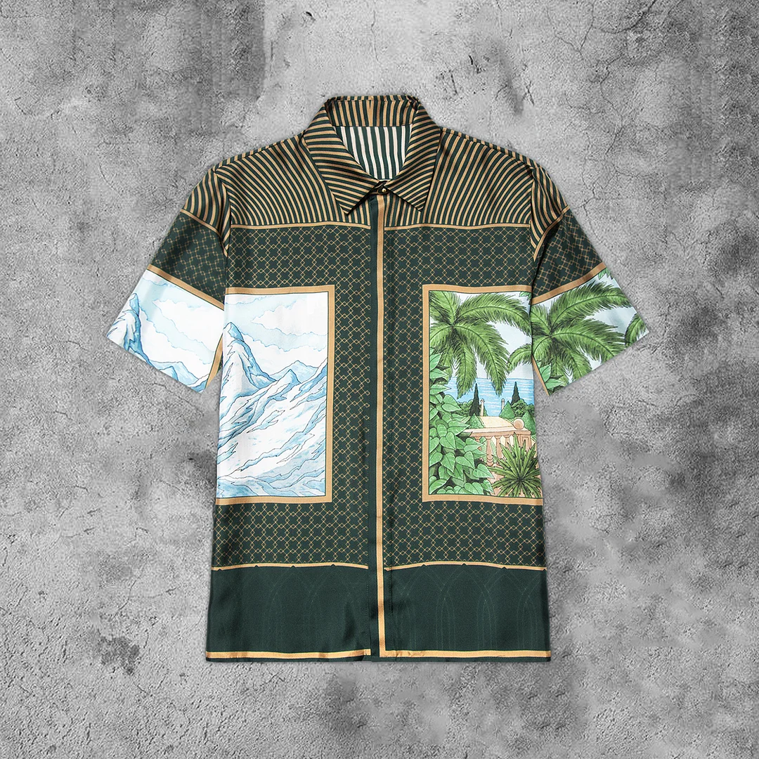 Starry sky fashion print holiday style short-sleeved shirt