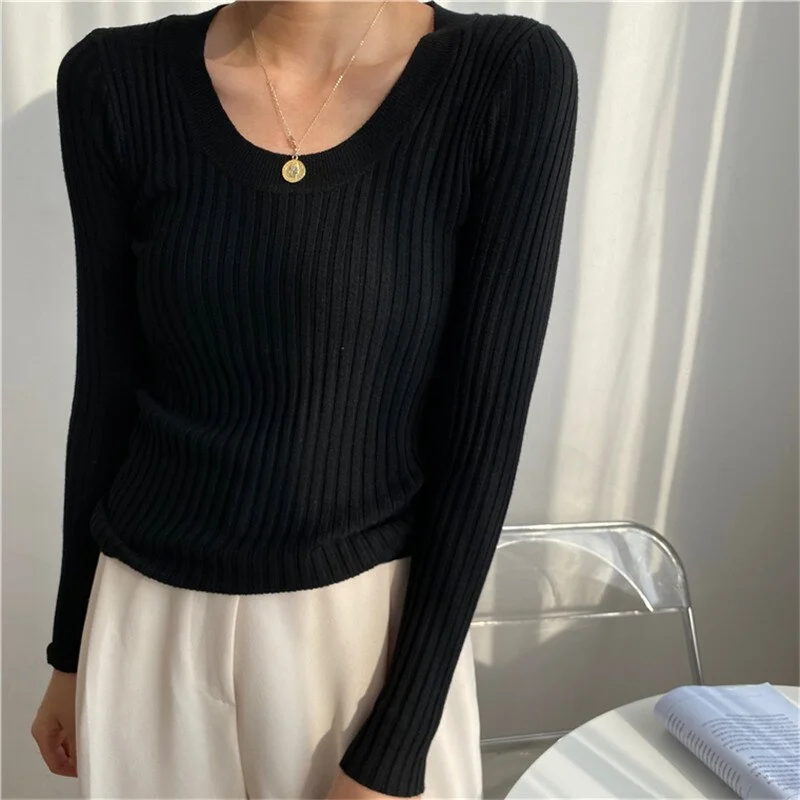 Jangj Alien Kitty 2021 Autumn Women Sweaters Female Knitted Tops Pullover Solid Thin All Match Elegant Fashion Office Lady Casual