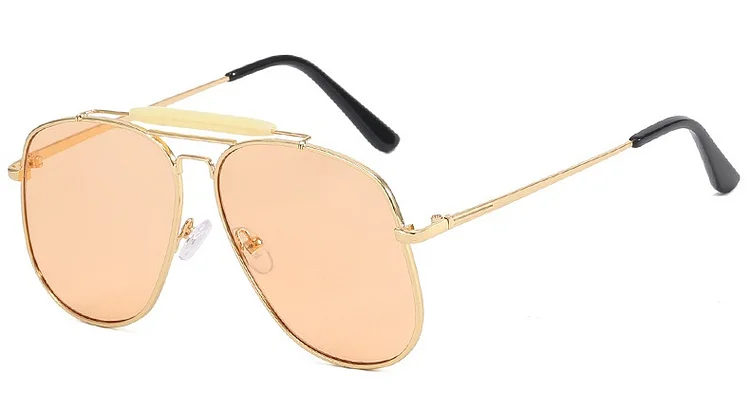 Metal Frame Pilot Sunglasses for Women 2024 Luxury Oversized Square Shades Sun Glasses Vintage Clear Eyewear UV400
