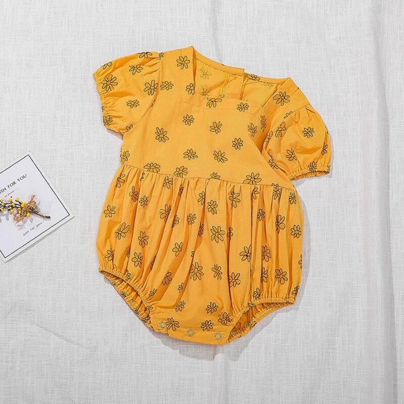 Girls Romper Overalls 0-3Yrs Korean Baby Girl's Daisy Floral One-piece Clothes 2020 Shorts Sleeve Toddler Children Clothes