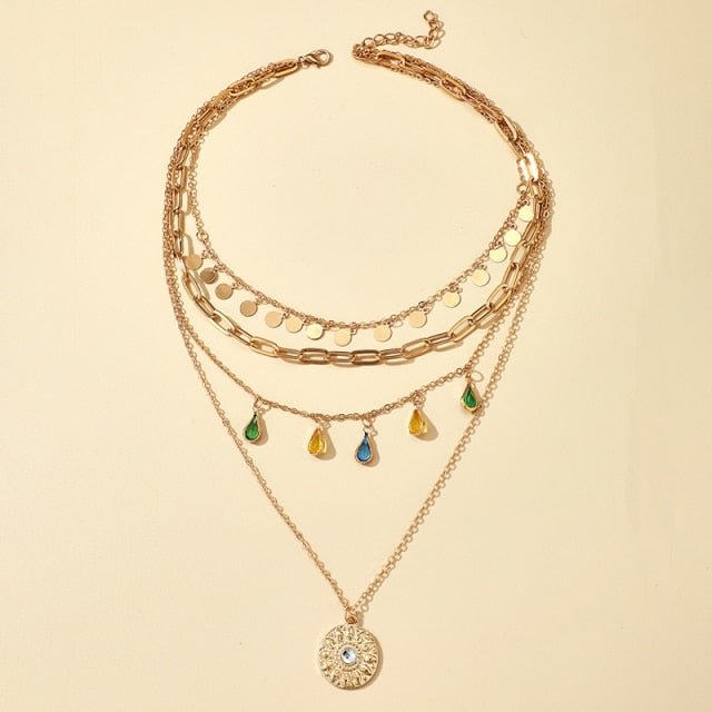 YOY-Colorful Crystal Pendant Necklace