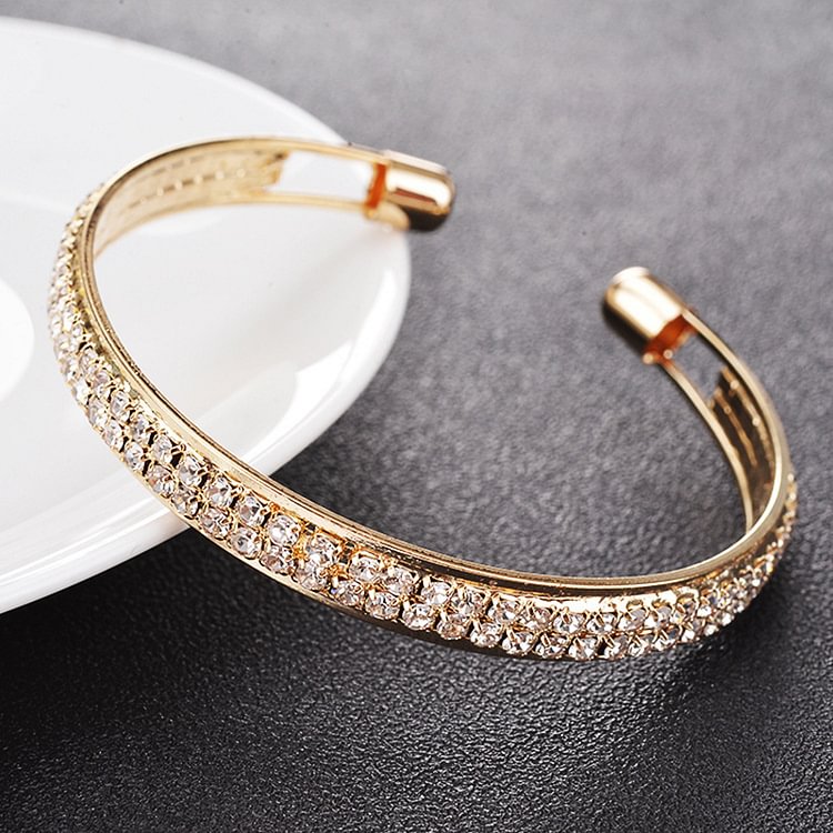 Elegant Crystal Cuff Gold Silver Color Bangles