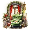 >SALE<5D DIY Full Round Drill Diamond Painting Red Curtain Sofa Home Decor 30x30cm