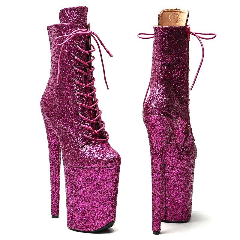 VCshoes 23CM/9inches Glitter Upper Pole Dance Shoes High Heels Platform Ankle Boot Pole Dance Boot