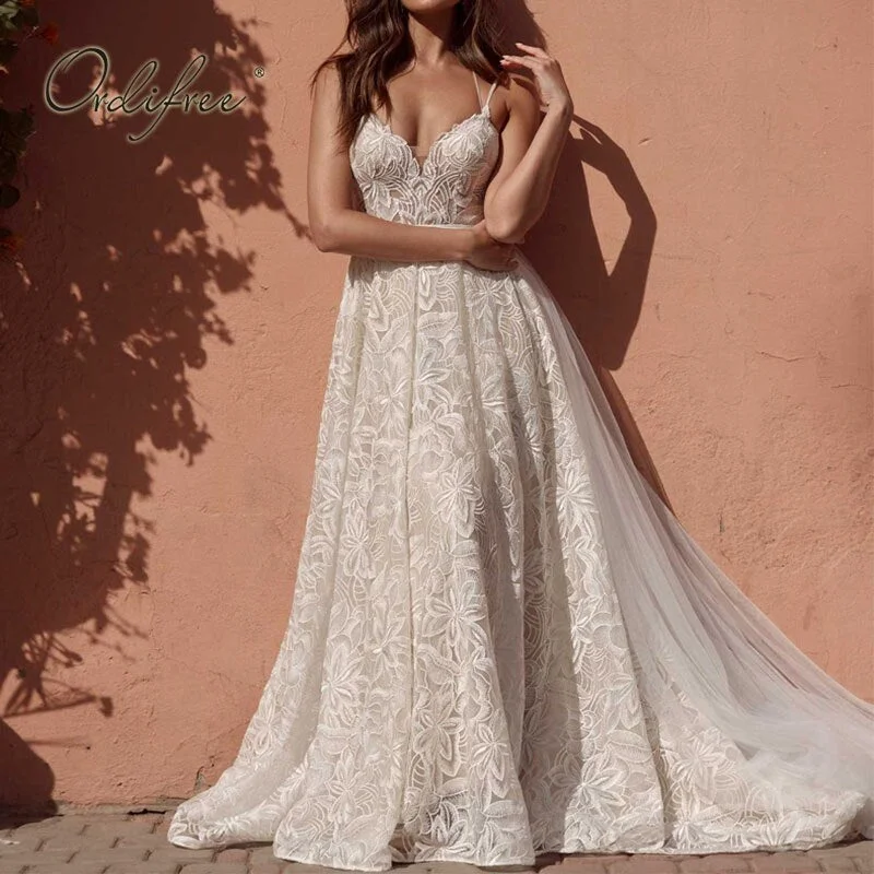 Ordifree 2022 Summer Women Long Party Dress Embroidery Sexy Backless White Lace Elegant Lady Evening Maxi Dress