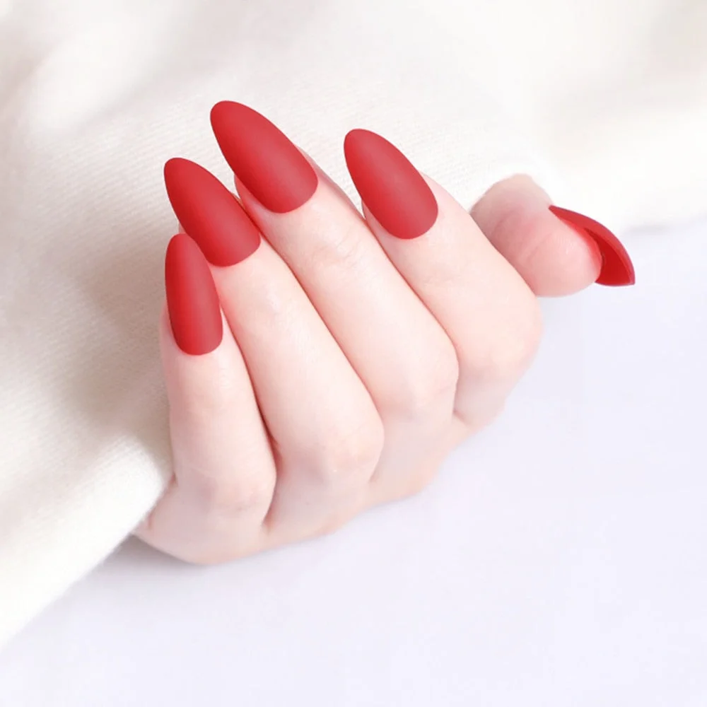 24Pcs Matte Dark Brown Artificial Fake Nails Long Stiletto False Nails For Design DIY Fingernails Art Tip Manicure Tool-Nail Inspo