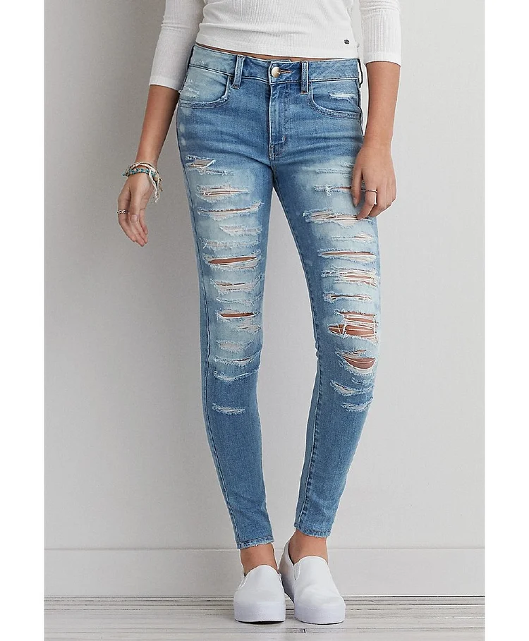 Women's Jeans Autumn New High-waisted Body Holes Women's Trousers Pencil Pants