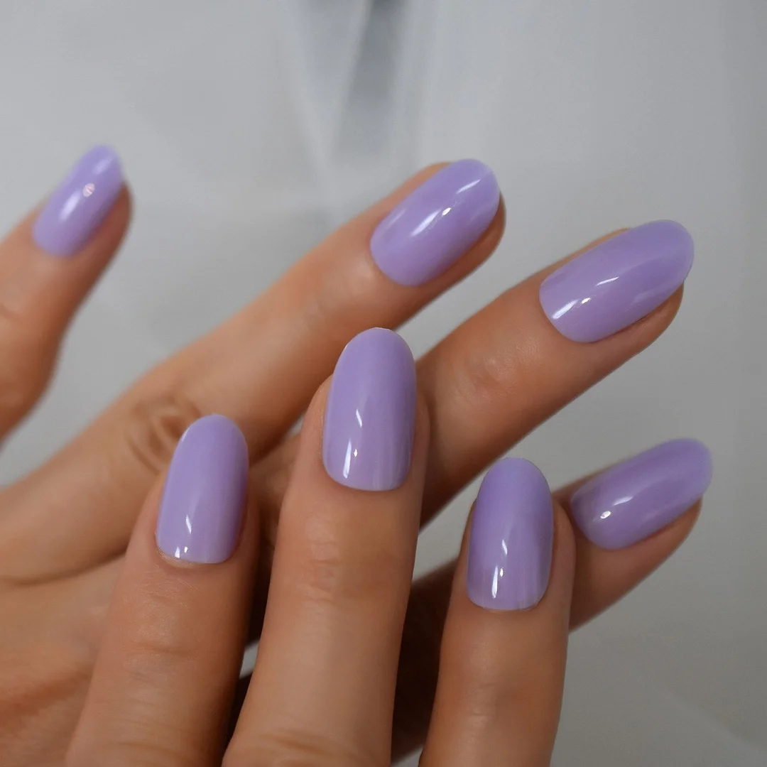 Pure Color Design Optionals Press On Nails Short Full Cover Fingernails Art Supplies For Professionals Almond Nail Tips Purple-Nail Inspo