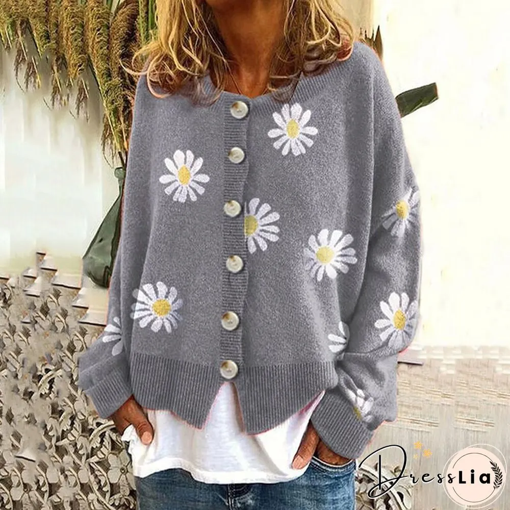 Autumn Winter Casual Knitted Outerwear Women Elegant Single-bleached Straight Sweater
