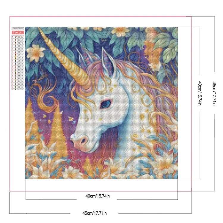 Partial AB Drill - Full Round Drill Diamond Painting -Forest Unicorn -  40*40cm