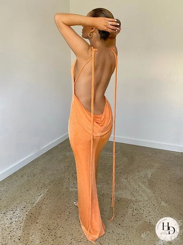 Lace-up Backless Dress