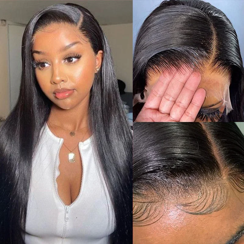 7X7 HD Straight Lace Closure Wigs 200% Density Human hair Wigs With Baby Hair