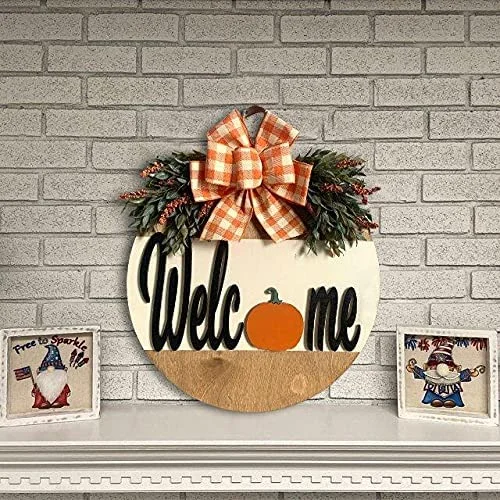 Halloween Hanger Farmhouse Pumpkins Wreath Front Door Wall Decor