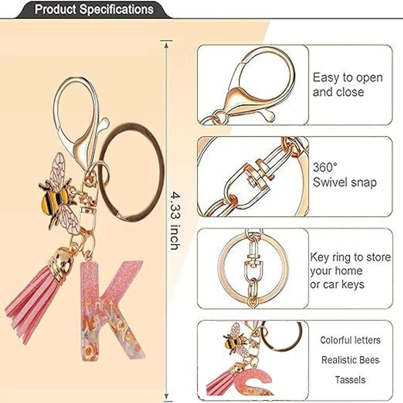 Retro Classic Style Letter Bee Resin Women’s Bag Pendant Keychain