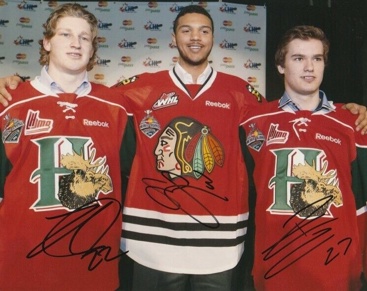 NATHAN MACKINNON - JONATHAN DROUIN - SETH JONES SIGNED 2013 NHL DRAFT 8x10 Photo Poster painting