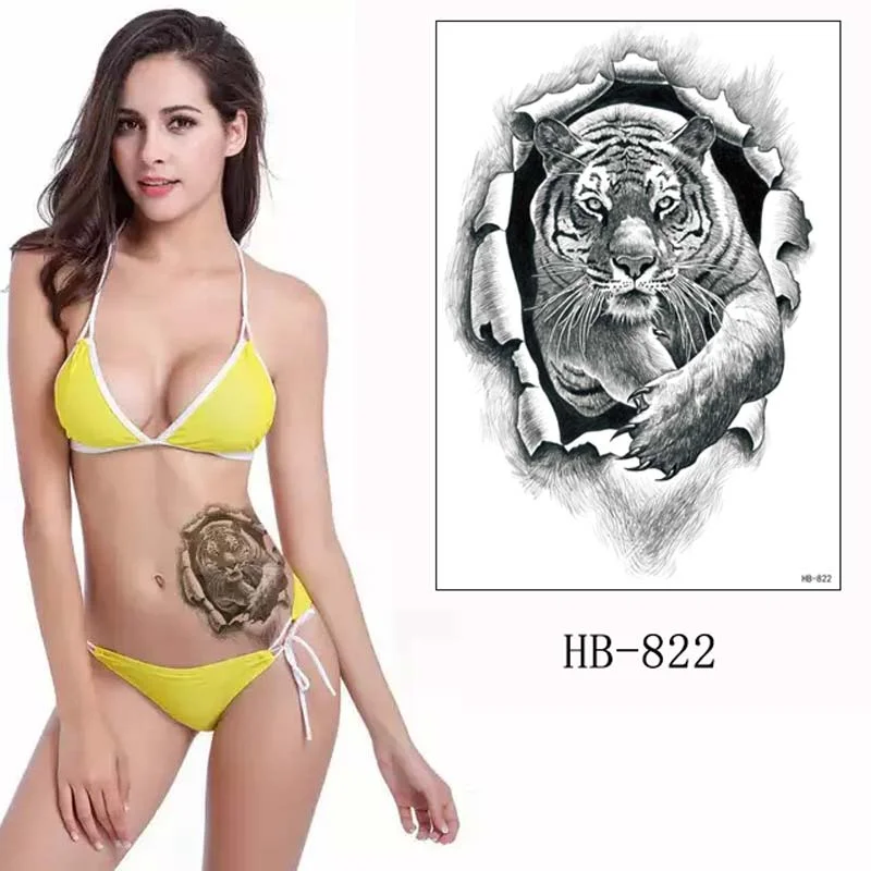 Sdrawing Temporary Tattoos Man Forest Color Painting Tattoo Sticker Tiger Wolf Fake Tattoo for Women Tatto Sleeves for Arm