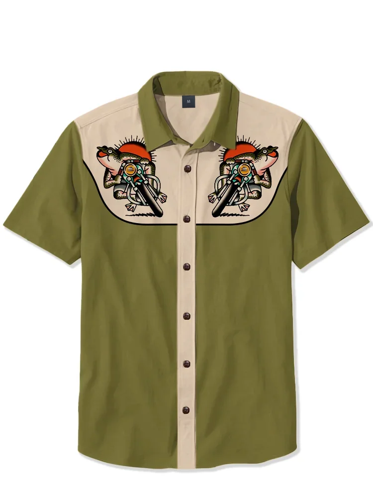 Suitmens 100% Cotton - Retro Frog Motorcycle  Shirt