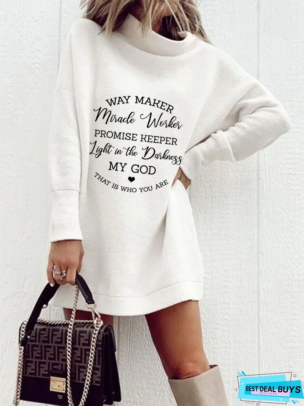 Casual Letter Long Sleeve Knitting Dress