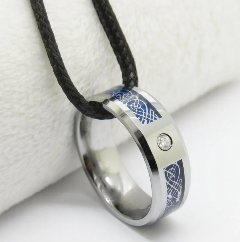 8MM Men Women Tungsten Wedding Matching Rings Silver Celtic Dragon Knot Black Cz Inlaid for Couple