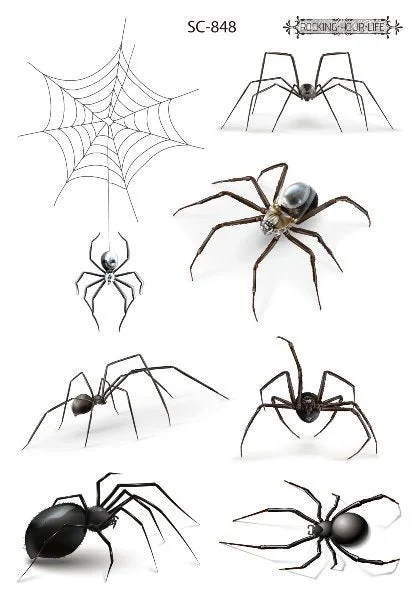 3D Spider Tattoo Stickers Temporary Tatoo Stickers For Halloween Fake Tatto Body Art Tatuajes Joke Tatouage Temporaire