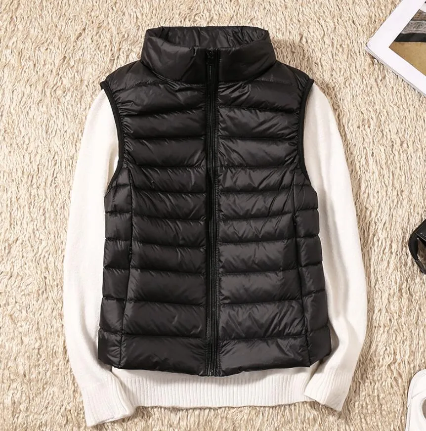 Ultra Light White Duck Down Women Vest short Jacket Autumn winter New Sleeveless Slim Portable Down Vest Coat Female Waistcoat