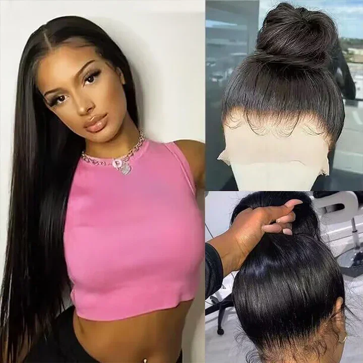 360 Lace Frontal Wig Straight HD Transparent Pre-plucked Human Hair